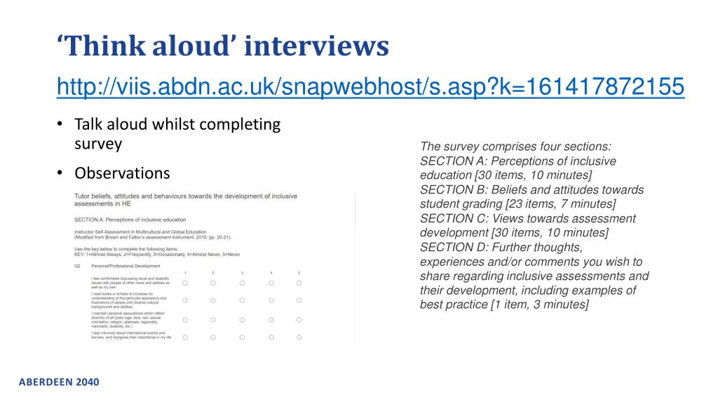 think aloud interviews http viis abdn