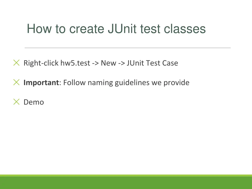 how to create junit test classes