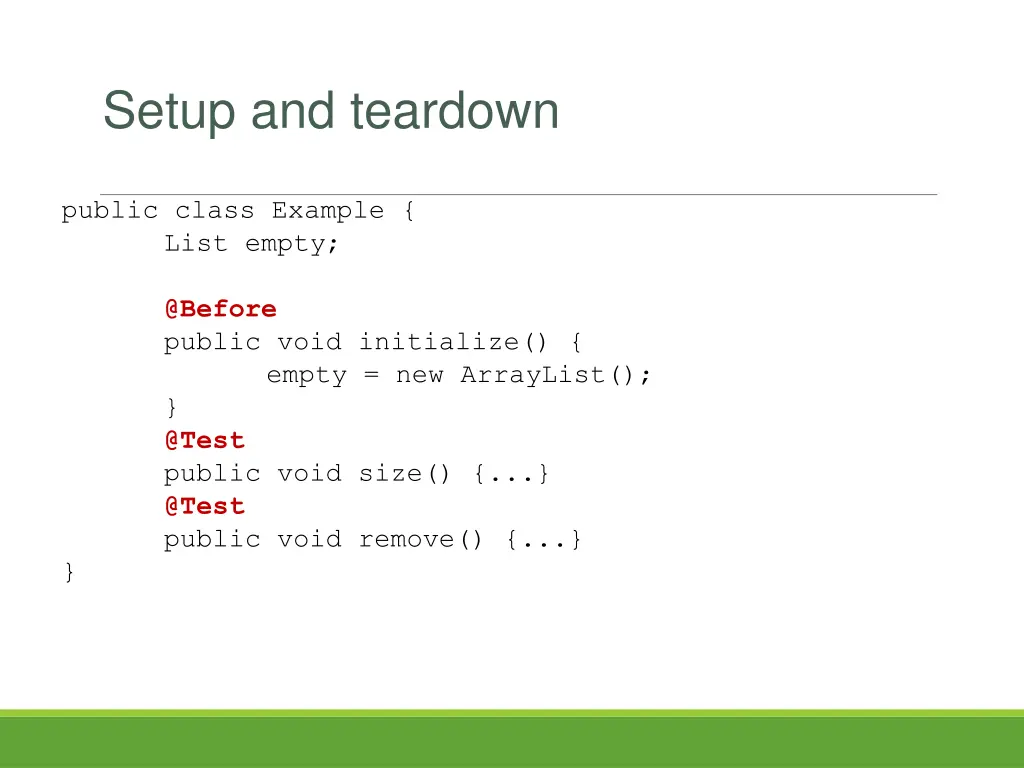 setup and teardown 1