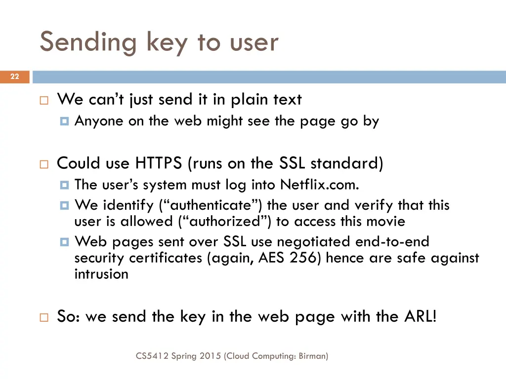 sending key to user