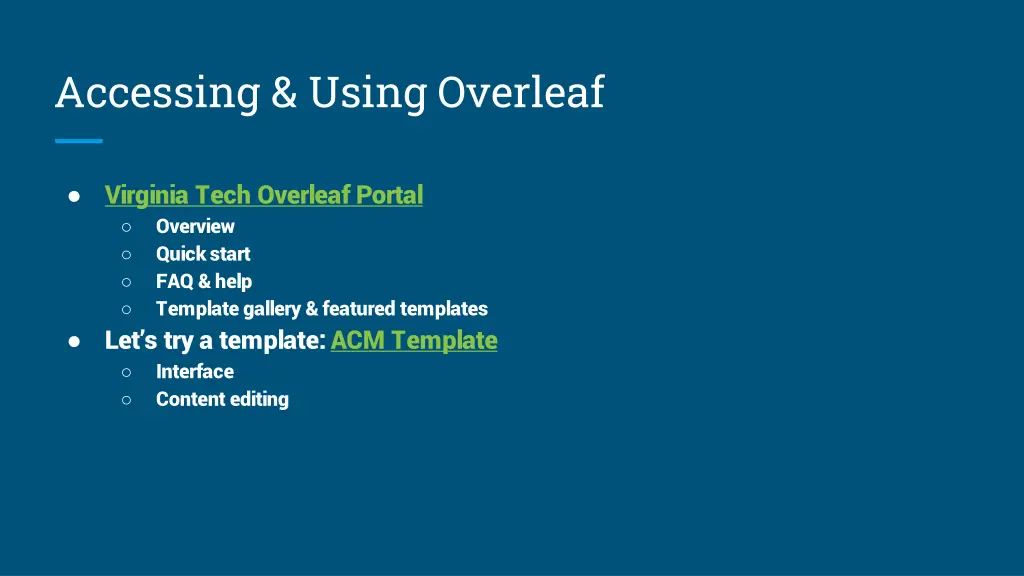 accessing using overleaf
