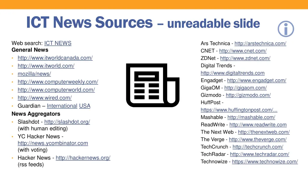 ict news sources unreadable slide