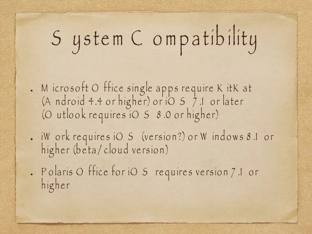 s ystem c ompatibility