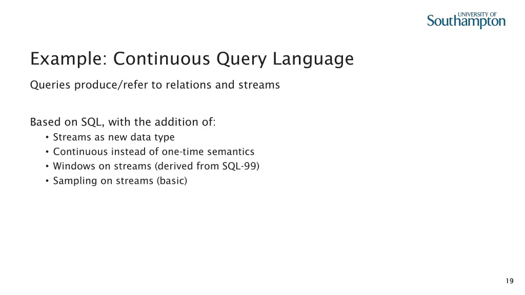 example continuous query language