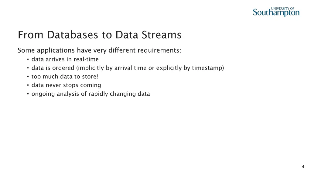 from databases to data streams 1