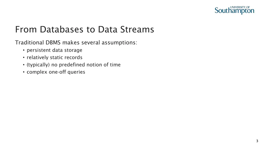 from databases to data streams