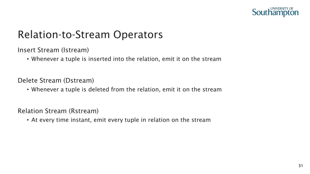 relation to stream operators