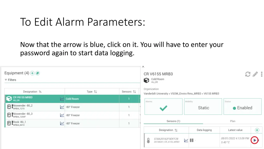 to edit alarm parameters 4