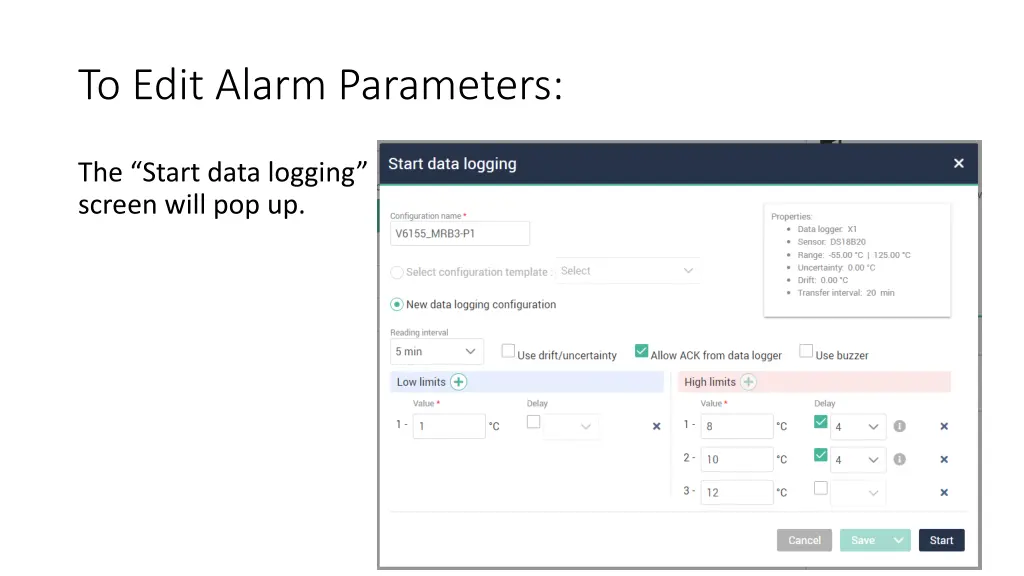 to edit alarm parameters 5