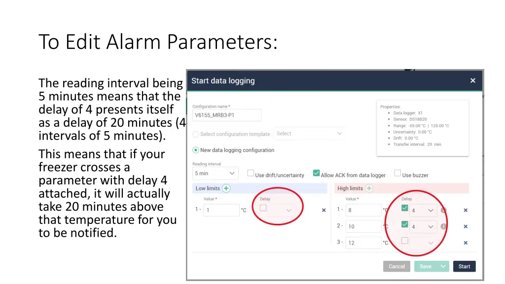 to edit alarm parameters 8