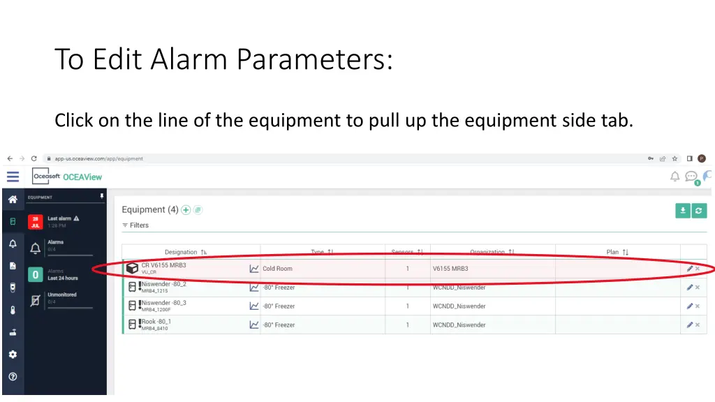 to edit alarm parameters