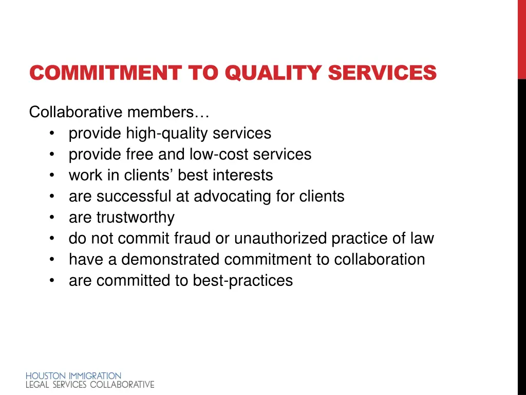 commitment to quality services