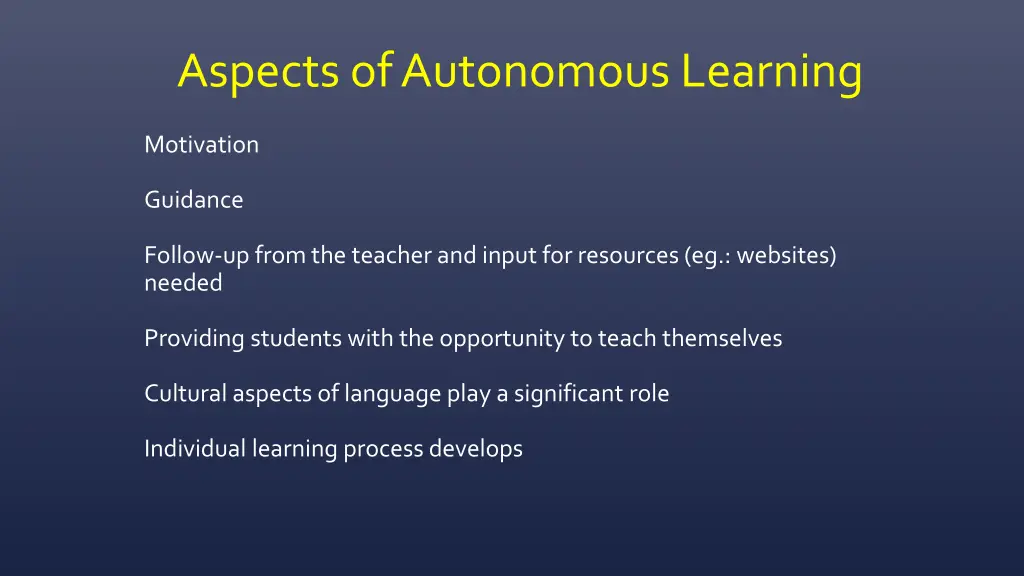 aspects of autonomous learning