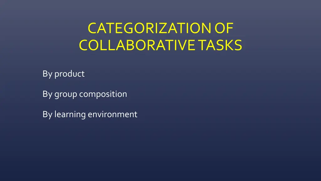 categorization of collaborative tasks