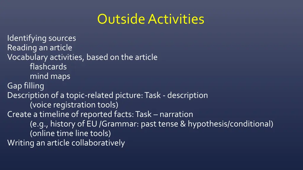 outside activities