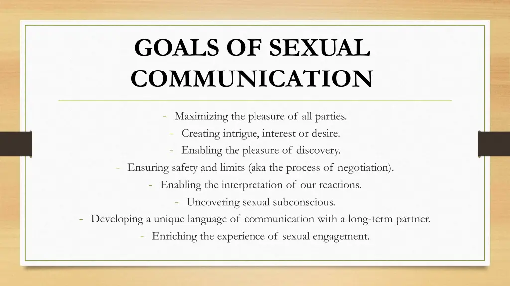 goals of sexual communication