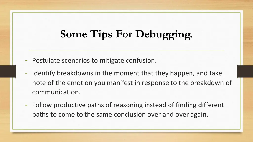 some tips for debugging