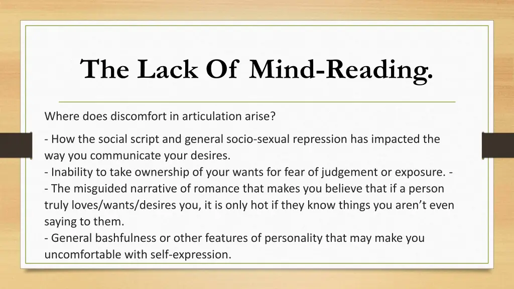 the lack of mind reading