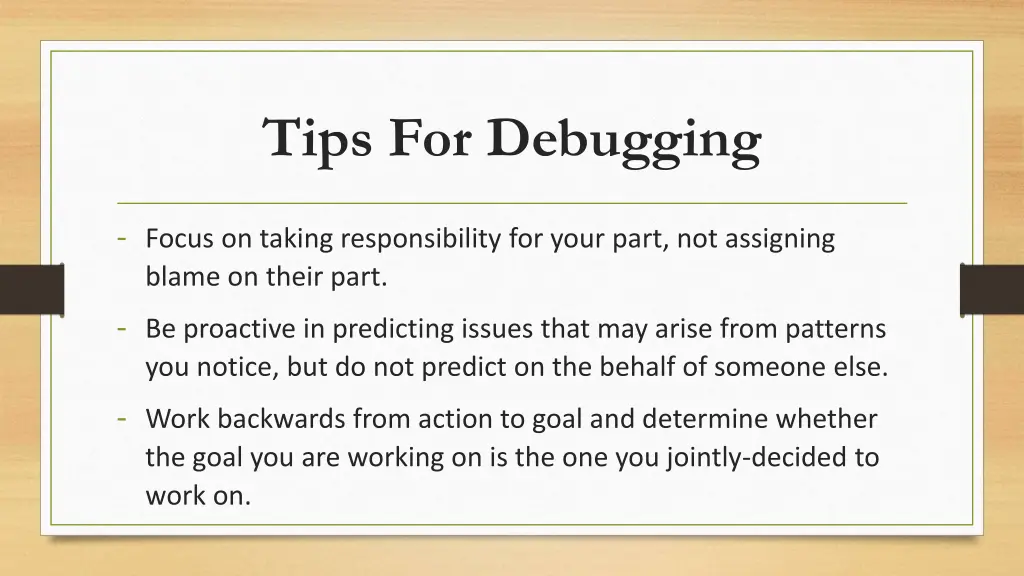tips for debugging