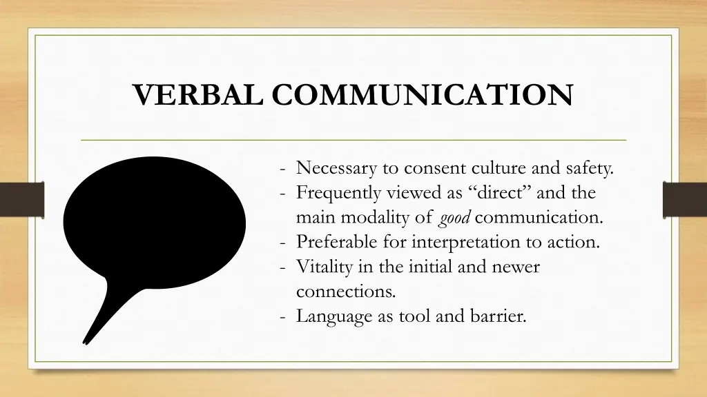 verbal communication