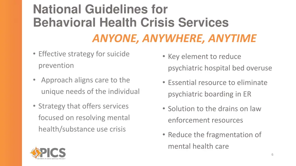 national guidelines for behavioral health crisis
