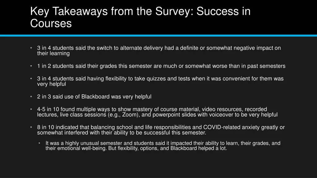 key takeaways from the survey success in courses