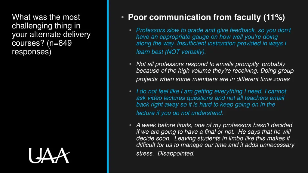 poor communication from faculty 11