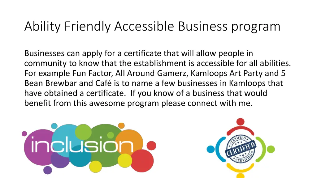 ability friendly accessible business program