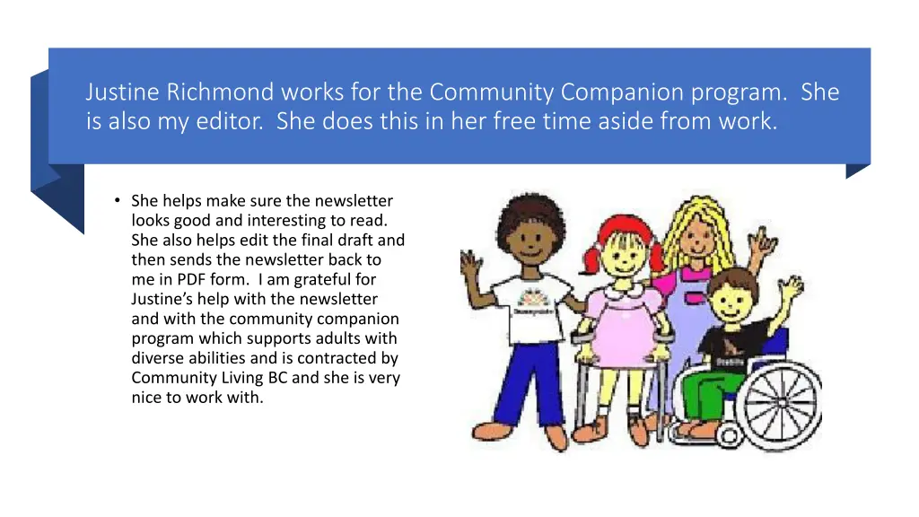 justine richmond works for the community