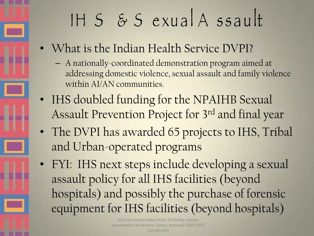 ih s s exual a ssault what is the indian health