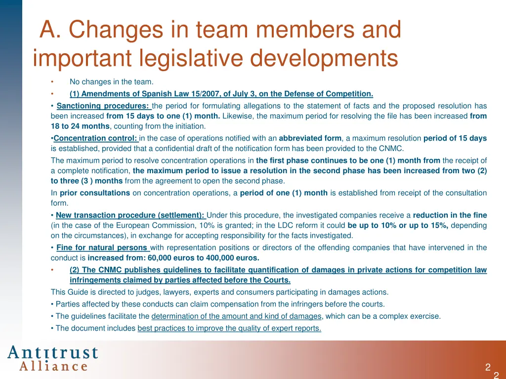 a changes in team members and important