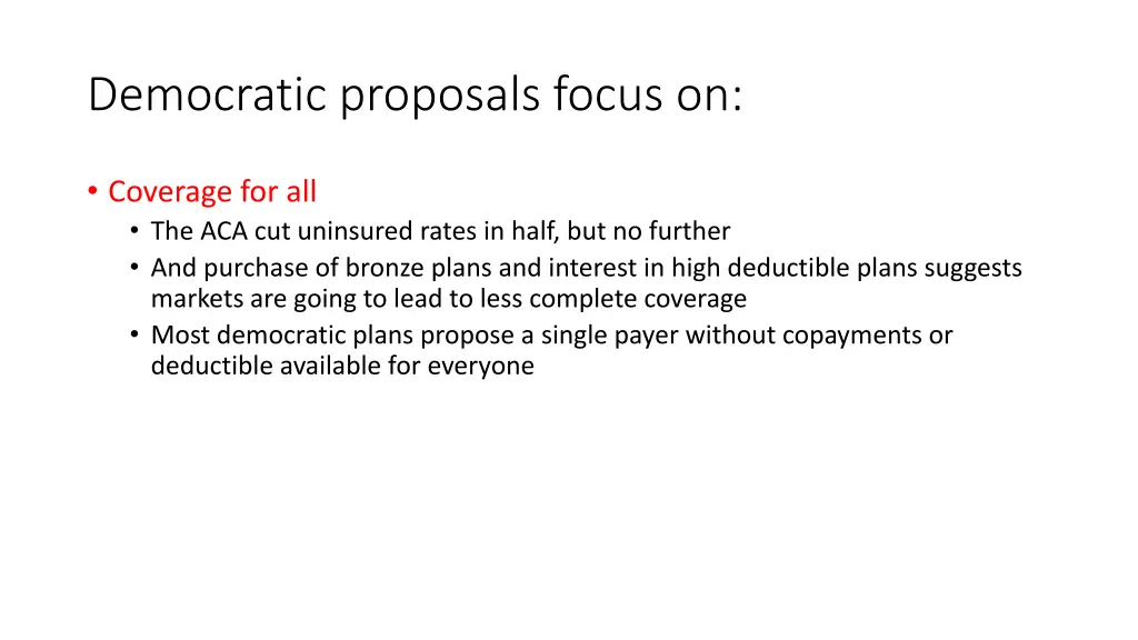 democratic proposals focus on