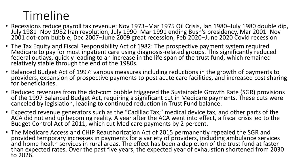 timeline recessions reduce payroll tax revenue