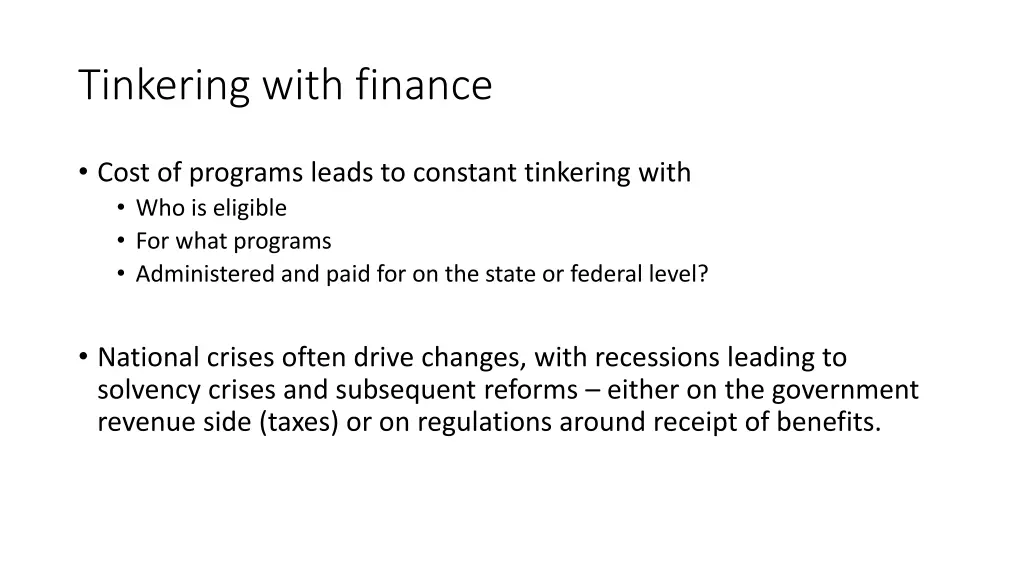 tinkering with finance