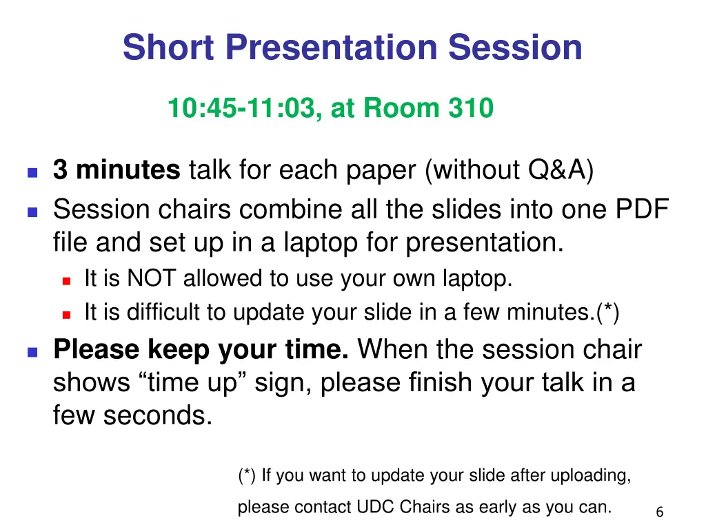 short presentation session