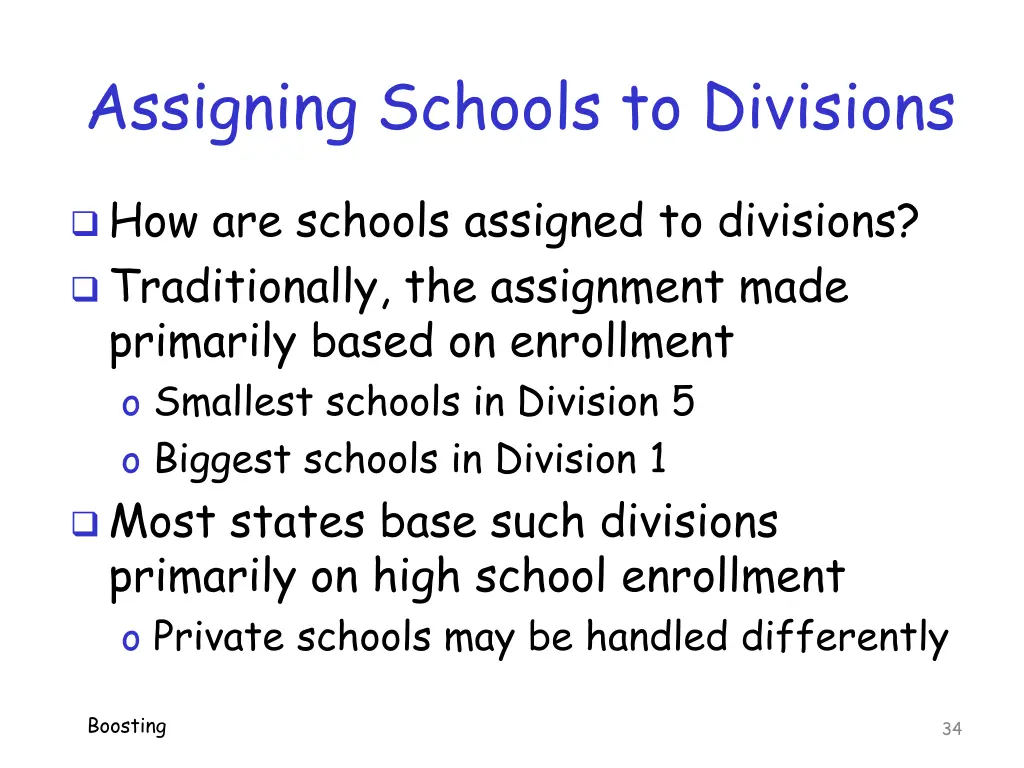 assigning schools to divisions