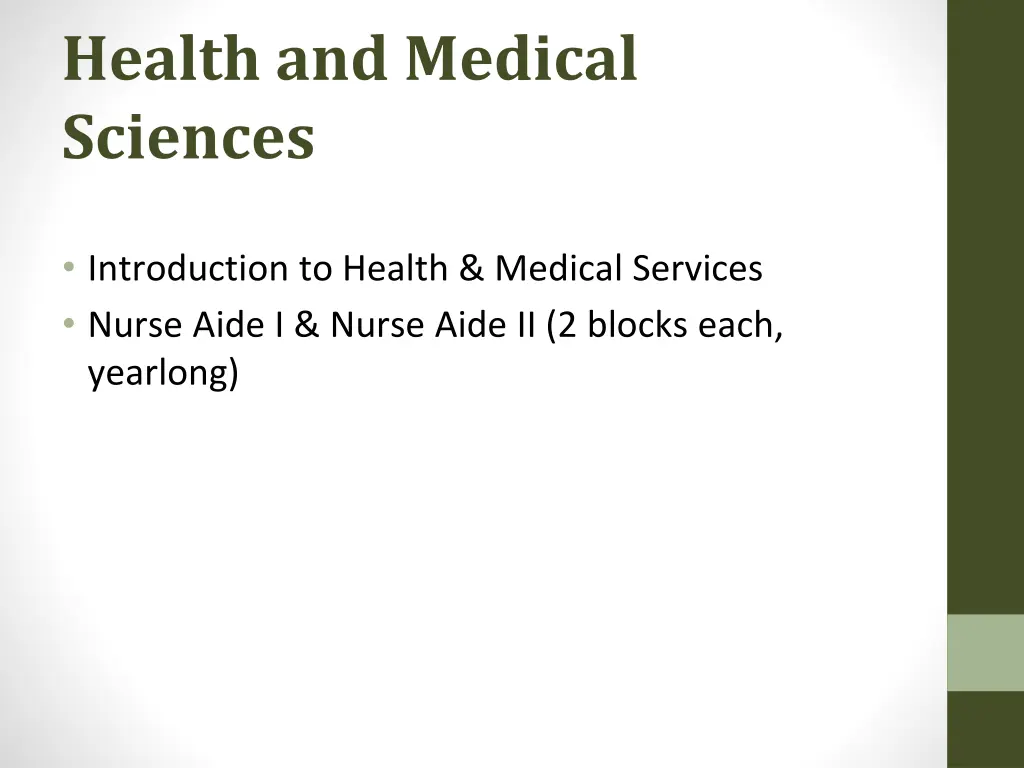 health and medical sciences