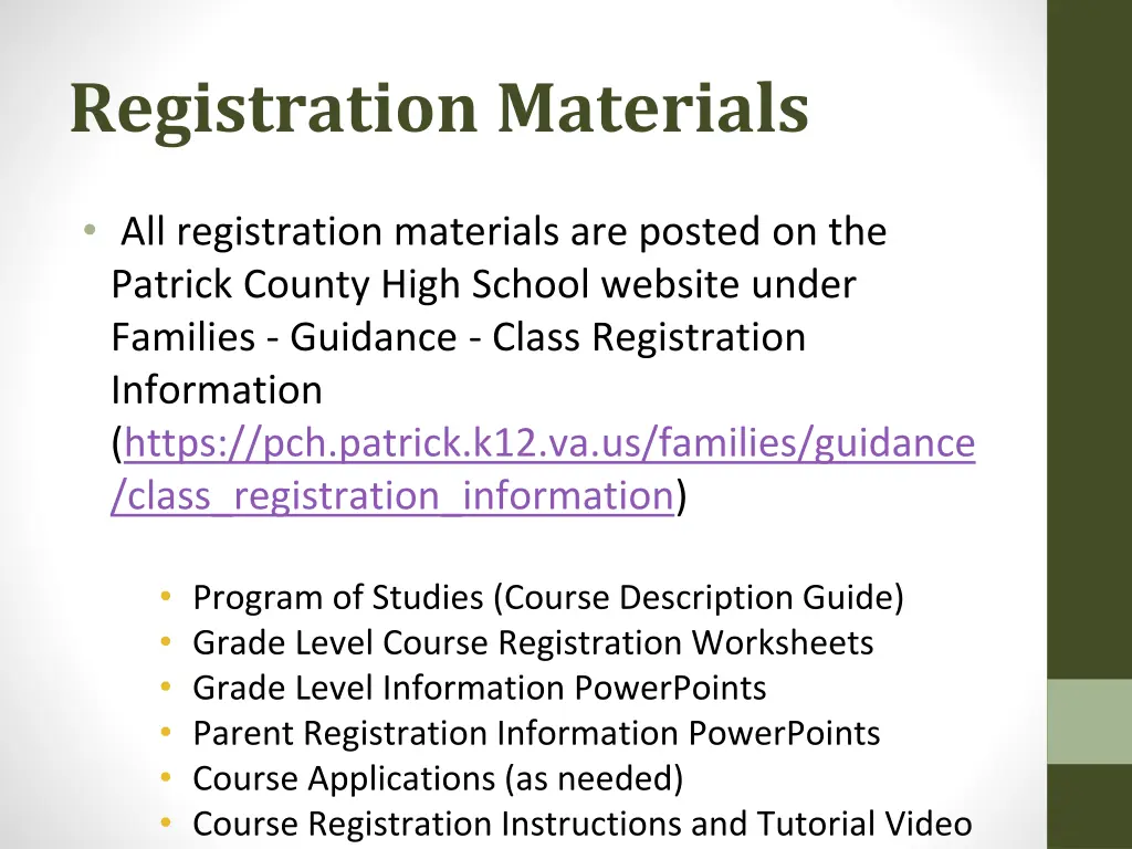 registration materials