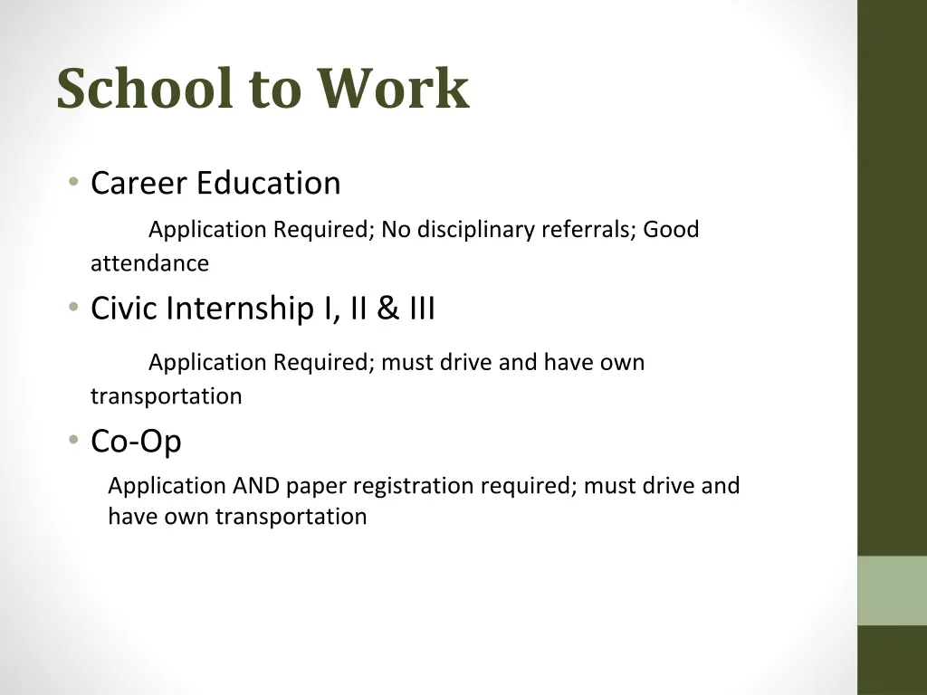 school to work