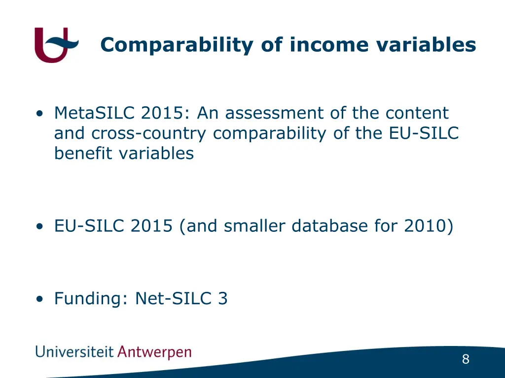 comparability of income variables