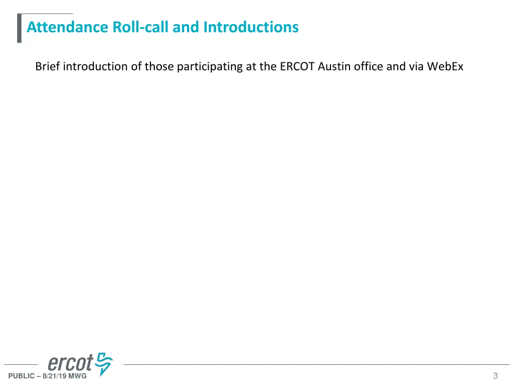 attendance roll call and introductions