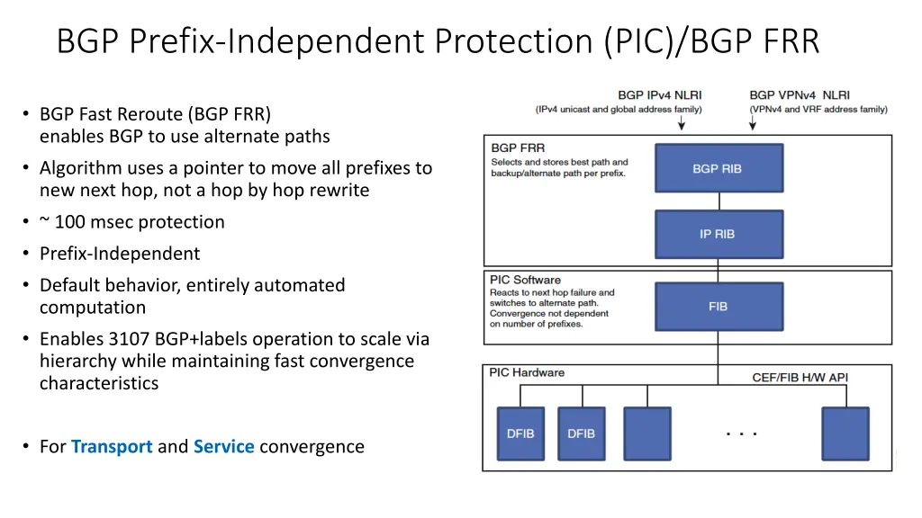 bgp prefix independent protection pic bgp frr