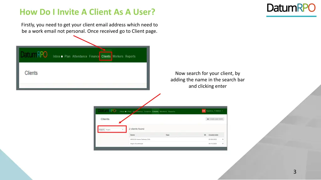 how do i invite a client as a user
