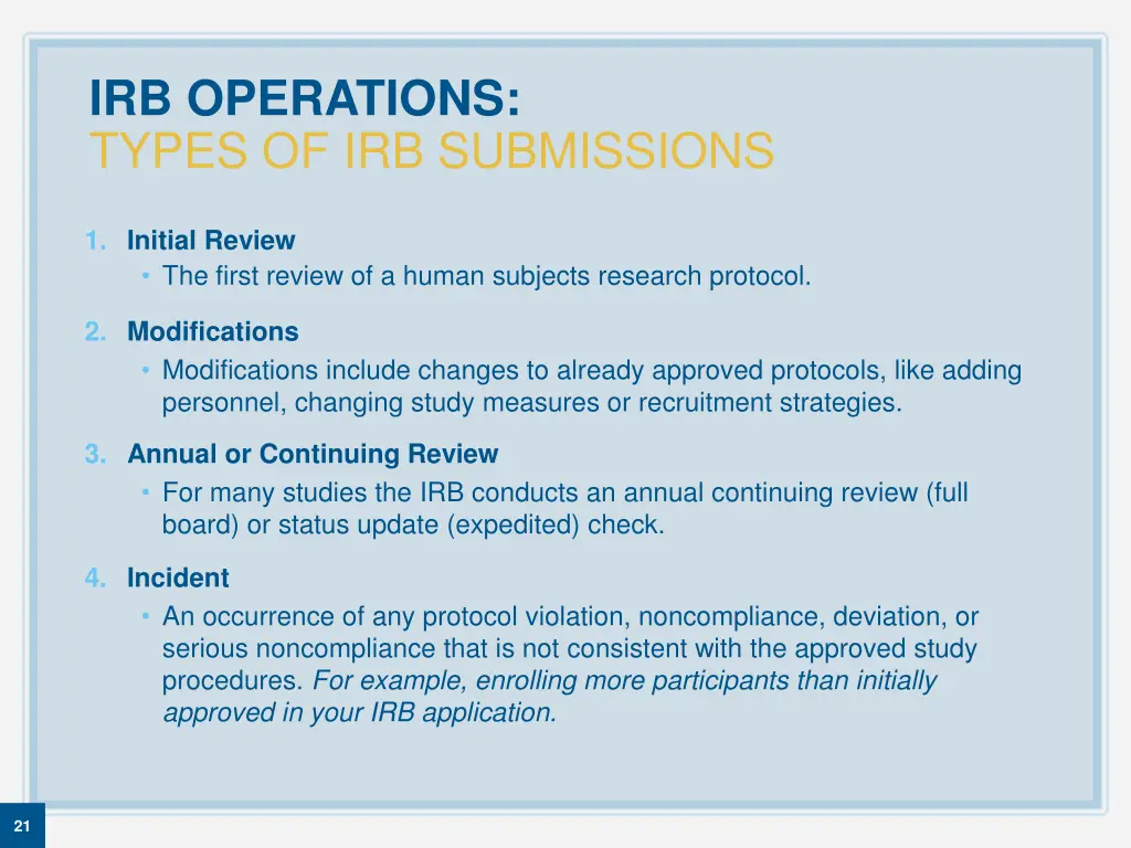 irb operations types of irb submissions