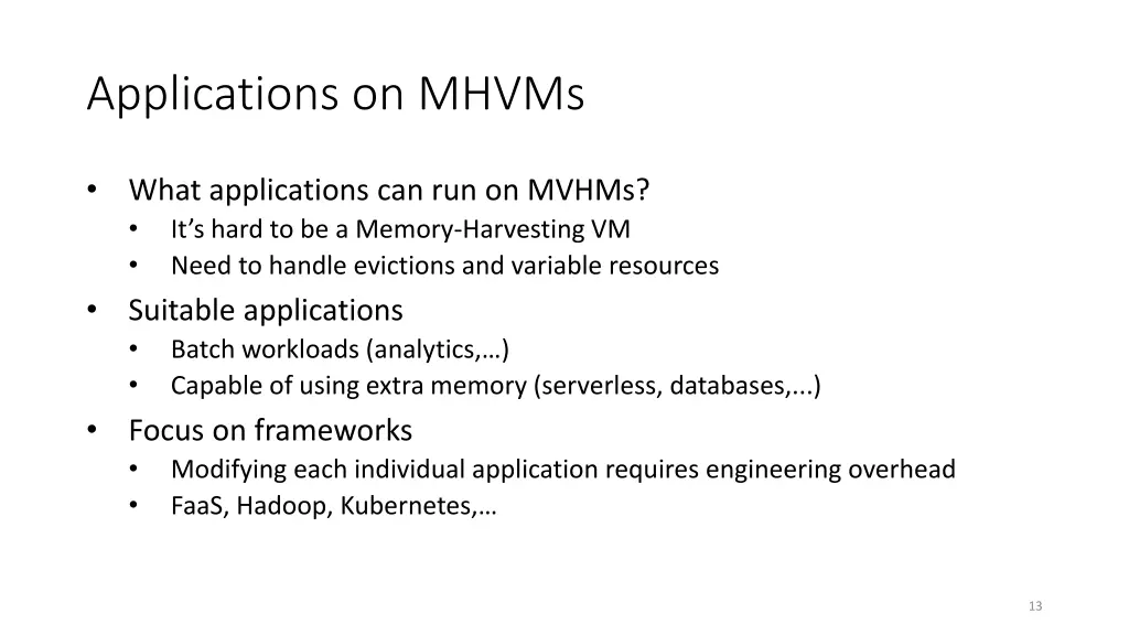 applications on mhvms