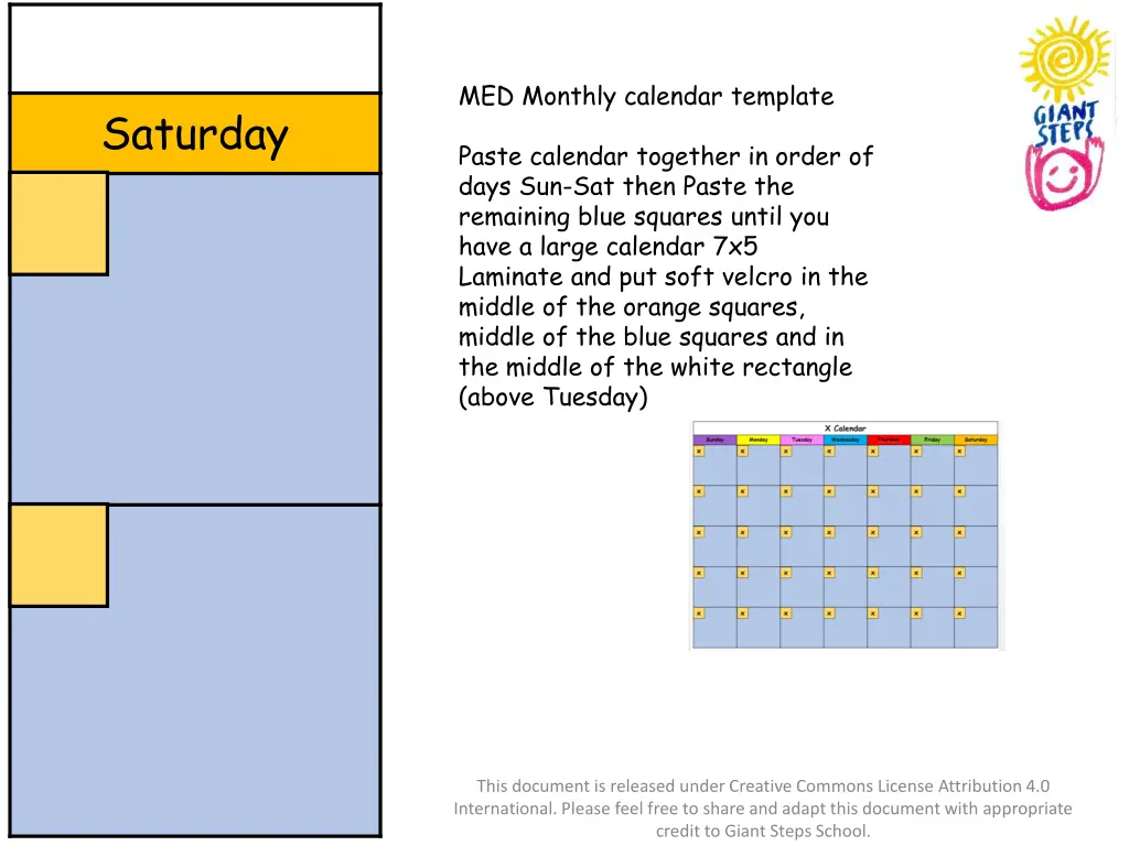 med monthly calendar template