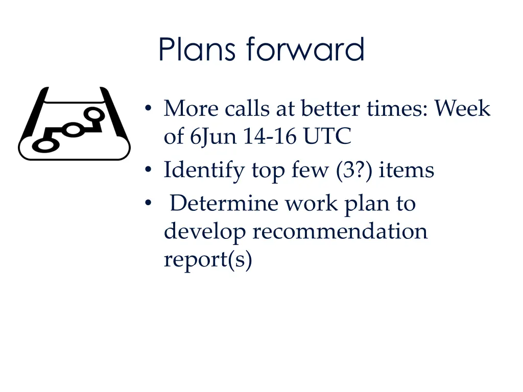 plans forward
