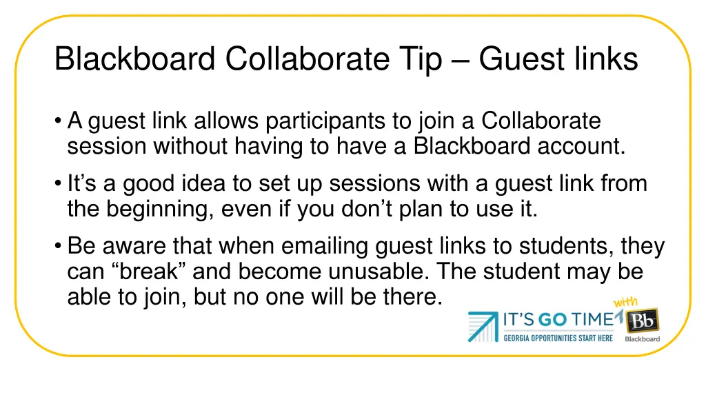 blackboard collaborate tip guest links