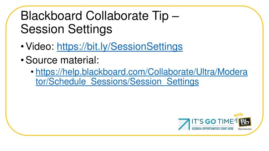 blackboard collaborate tip session settings video