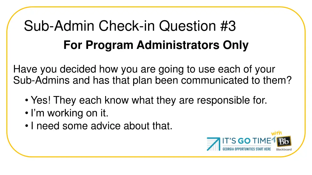 sub admin check in question 3 for program
